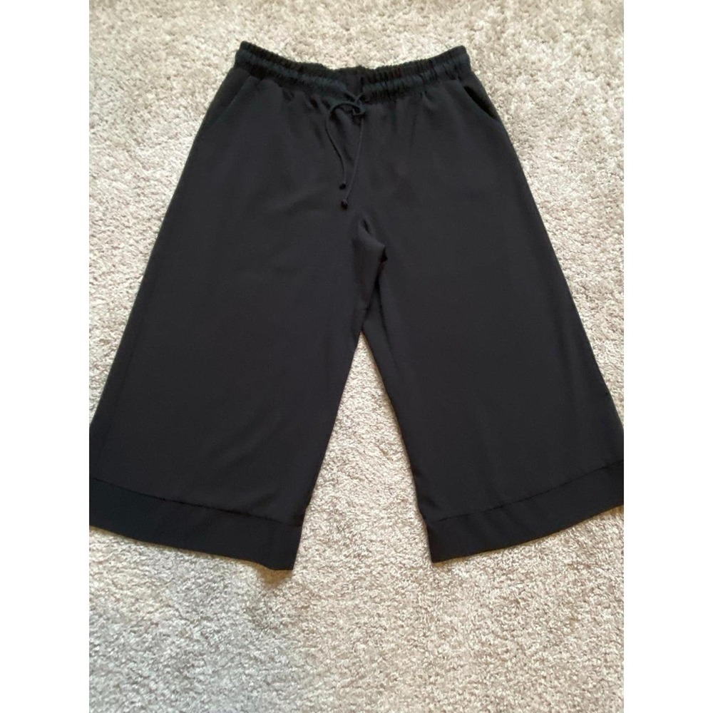 NY Collection Pants Cropped Large Pull-up Elastic Draw String Waist Flowy S15